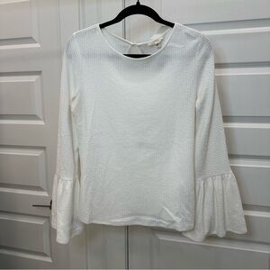 Anthropologie White Bell Sleeve Blouse